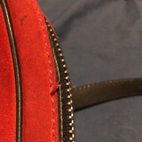 TODAY ONLY: Authentic MiuMiu Mini Red Black Suede Leather Handbag As IS - Picture 12 of 17